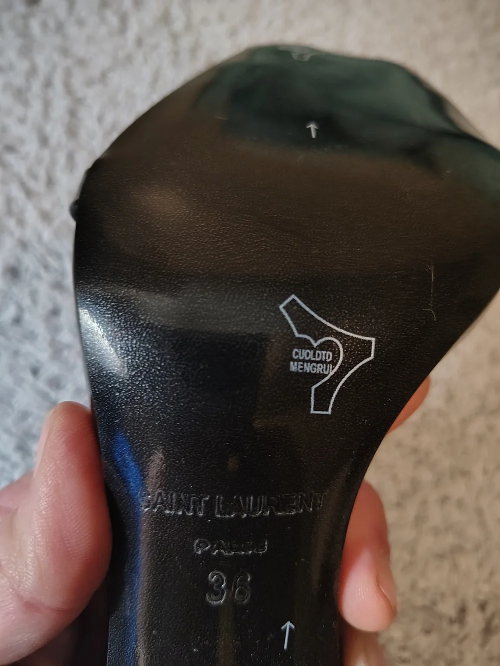 Saint Laurent Black Patent Opyum Logo Heel Sandals - Picture 7 of 10